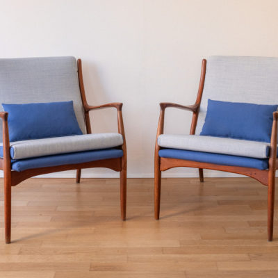 Pair of teak arm- chairs